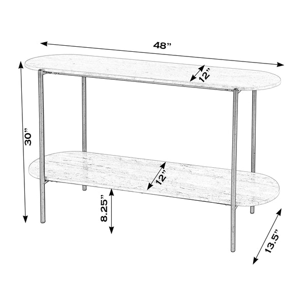 Butler Specialty Rinaldi 2-tier Console Table - Elegant Marble & Iron Design For Modern Living Spaces And Entryways Natural Iron,Travertine Marble And Mdf 5874025-butler