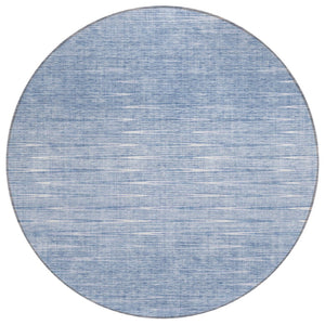 HomeRoots 5' Denim Blue Abstract Washable Area Rug – Durable, Versatile Indoor/Outdoor Design for Modern Spaces 8' Round 587406