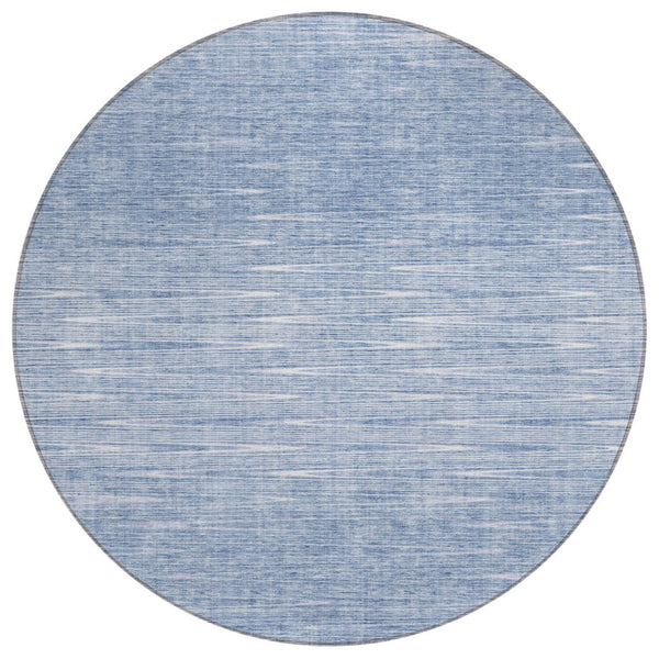 HomeRoots 5' Denim Blue Abstract Washable Area Rug – Durable, Versatile Indoor/Outdoor Design for Modern Spaces 8' Round 587406