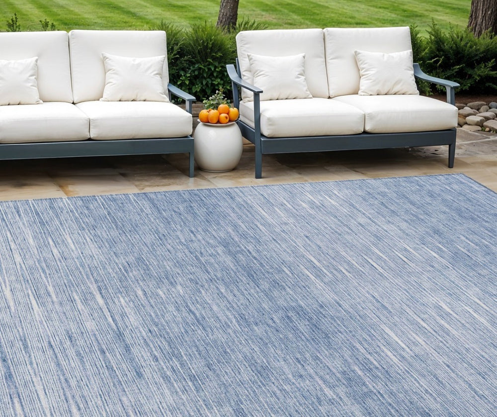 HomeRoots 9' Denim Blue Abstract Area Rug – Versatile, Durable, Washable for Indoor & Outdoor Spaces, Easy Care 9' X 12' 587408