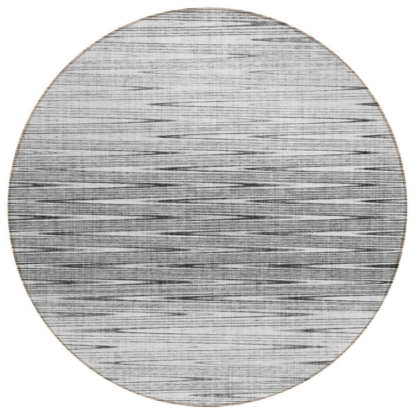 HomeRoots 5' Gray and Charcoal Abstract Area Rug - Durable, Washable, Modern Design for Indoor and Outdoor Use 8' Round 587412