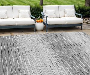 HomeRoots 5' Gray and Charcoal Abstract Area Rug - Durable, Washable, Modern Design for Indoor and Outdoor Use 8' X 10' 587413