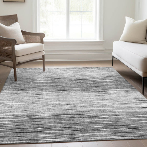 HomeRoots 5' Gray and Charcoal Abstract Area Rug - Durable, Washable, Modern Design for Indoor and Outdoor Use 8' X 10' 587413