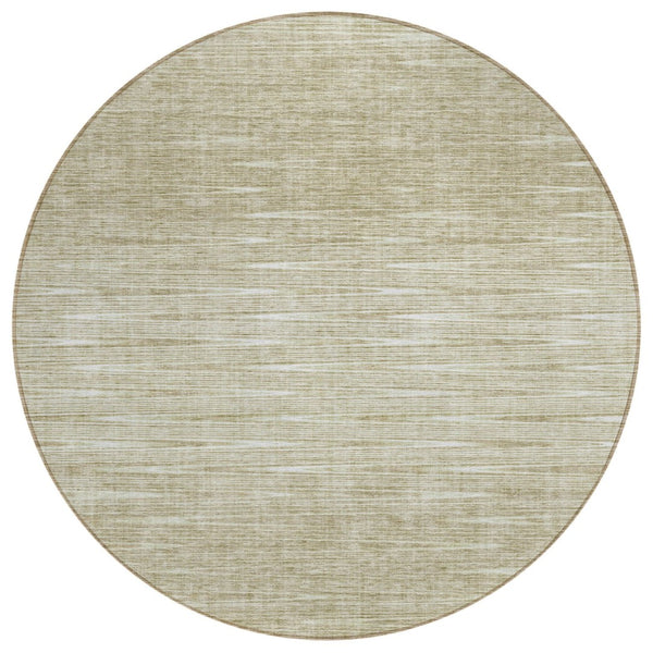HomeRoots 5' Khaki and Beige Abstract Area Rug – Durable, Washable, Stylish for Indoor and Outdoor Use 8' Round 587418