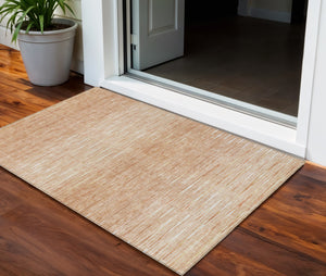 Homeroots 3' Artichoke Green Abstract Washable Area Rug - Ideal For Indoor And Outdoor Spaces, Stain Resistant 3' X 5' Polyester 587422