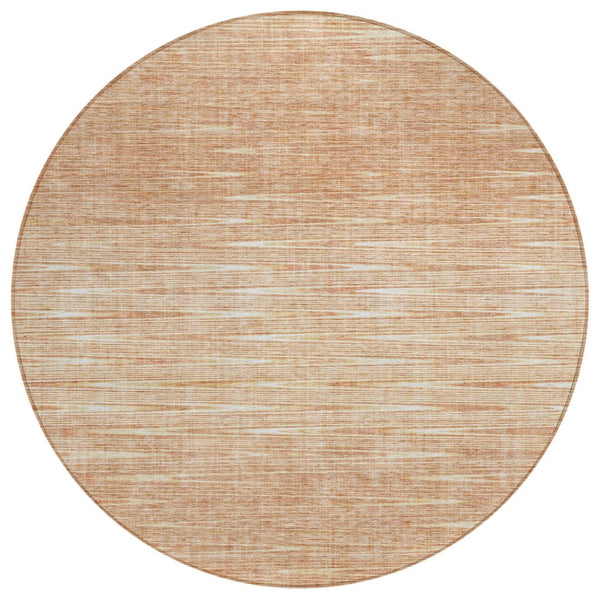HomeRoots 5' Salmon and Ivory Abstract Area Rug - Stylish, Washable Design for Indoor and Outdoor Spaces 8' Round 587424