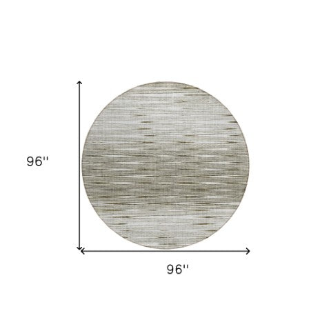 Homeroots 3' Artichoke Green Abstract Washable Area Rug - Ideal For Indoor And Outdoor Spaces, Stain Resistant 8' Round Polyester 587430