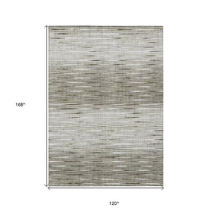 Homeroots 3' Artichoke Green Abstract Washable Area Rug - Ideal For Indoor And Outdoor Spaces, Stain Resistant 10' X 14' Polyester 587433