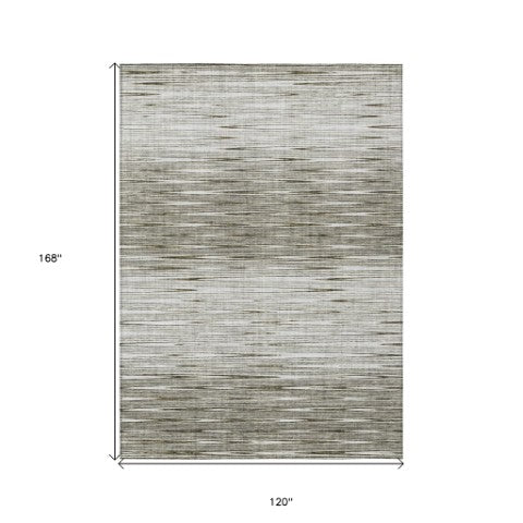 Homeroots 3' Artichoke Green Abstract Washable Area Rug - Ideal For Indoor And Outdoor Spaces, Stain Resistant 10' X 14' Polyester 587433