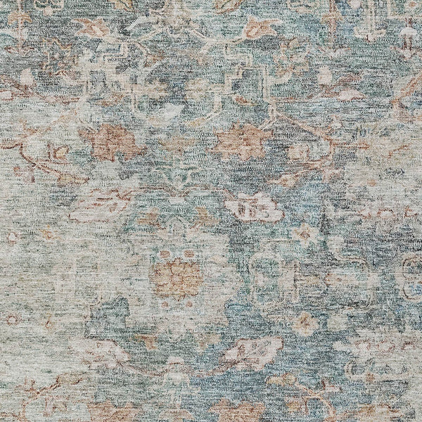 Homeroots 3' Stunning Oriental Washable Area Rug In Green, Blue & Gray For Indoor And Outdoor Spaces 3' X 5' Polyester 587434