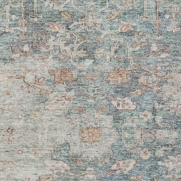 Homeroots 3' Stunning Oriental Washable Area Rug In Green, Blue & Gray For Indoor And Outdoor Spaces 8' X 10' Polyester 587437