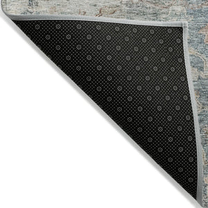 HomeRoots 9' Elegant Oriental Area Rug in Green, Blue, and Gray - Durable, Washable for Indoor & Outdoor Use 9' X 12' 587438