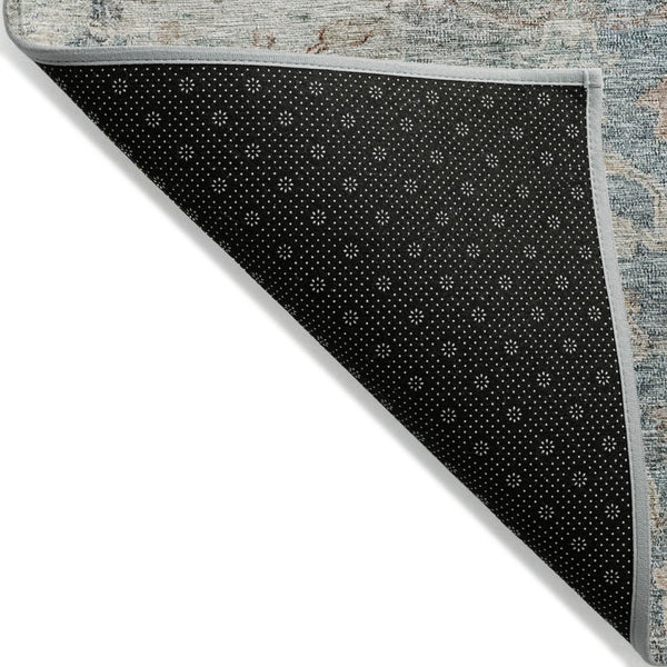 HomeRoots 9' Elegant Oriental Area Rug in Green, Blue, and Gray - Durable, Washable for Indoor & Outdoor Use 9' X 12' 587438