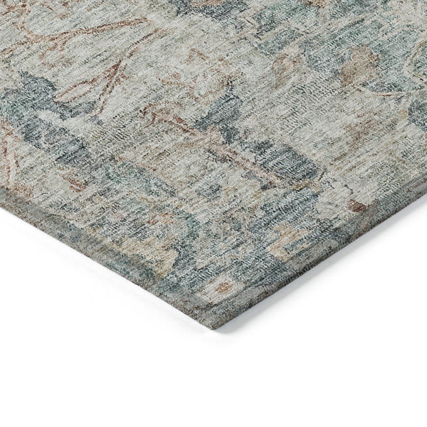 Homeroots 3' Stunning Oriental Washable Area Rug In Green, Blue & Gray For Indoor And Outdoor Spaces 9' X 12' Polyester 587438