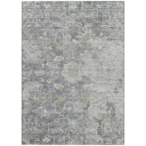 Homeroots 3' Stunning Oriental Washable Area Rug In Green, Blue & Gray For Indoor And Outdoor Spaces 3' X 5' Polyester 587440