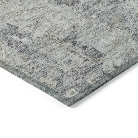 Homeroots 3' Stunning Oriental Washable Area Rug In Green, Blue & Gray For Indoor And Outdoor Spaces 3' X 5' Polyester 587440