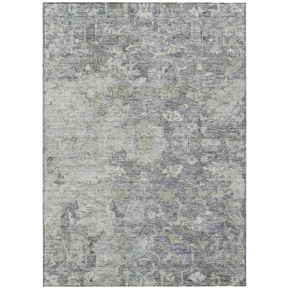 HomeRoots 5' Gray Beige and Charcoal Oriental Area Rug – Stylish, Durable, Washable Indoor/Outdoor Design 5' X 8' 587441