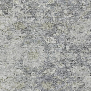 Homeroots 3' Stunning Oriental Washable Area Rug In Green, Blue & Gray For Indoor And Outdoor Spaces 5' X 8' Polyester 587441