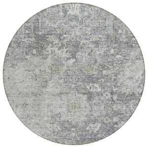 HomeRoots 5' Gray Beige and Charcoal Oriental Area Rug – Stylish, Durable, Washable Indoor/Outdoor Design 8' Round 587442