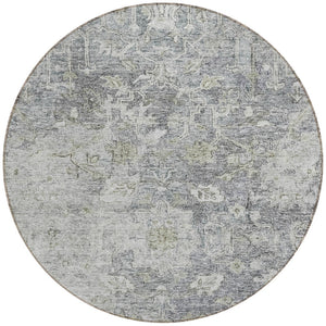 Homeroots 3' Stunning Oriental Washable Area Rug In Green, Blue & Gray For Indoor And Outdoor Spaces 8' Round Polyester 587442