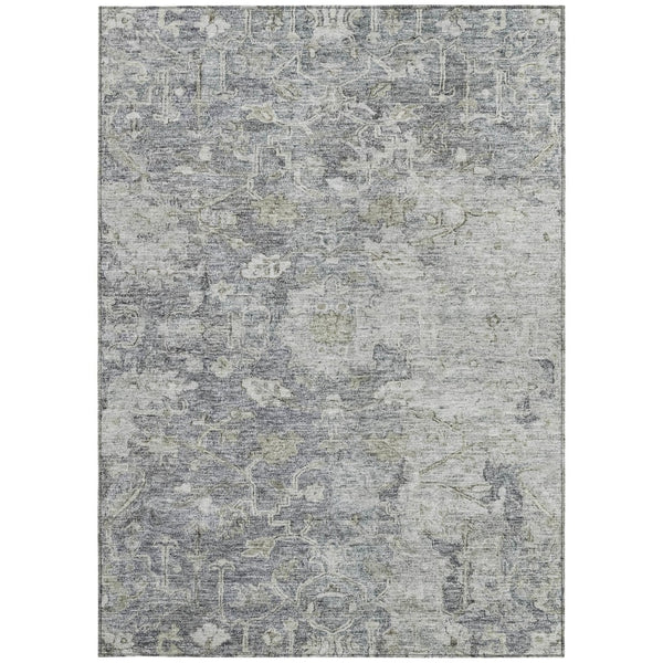 Homeroots 3' Stunning Oriental Washable Area Rug In Green, Blue & Gray For Indoor And Outdoor Spaces 9' X 12' Polyester 587444