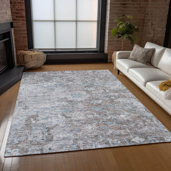 Homeroots 3' Stunning Oriental Washable Area Rug In Green, Blue & Gray For Indoor And Outdoor Spaces 3' X 5' Polyester 587446