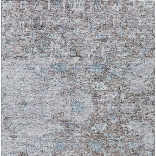 Homeroots 3' Stunning Oriental Washable Area Rug In Green, Blue & Gray For Indoor And Outdoor Spaces 5' X 8' Polyester 587447