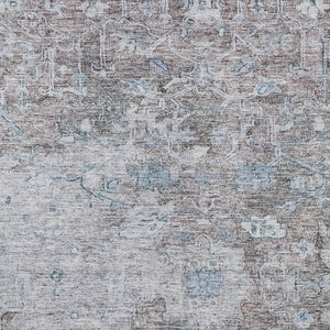 Homeroots 3' Stunning Oriental Washable Area Rug In Green, Blue & Gray For Indoor And Outdoor Spaces 5' X 8' Polyester 587447