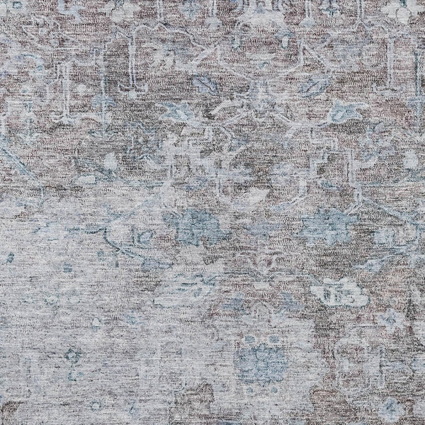 Homeroots 3' Stunning Oriental Washable Area Rug In Green, Blue & Gray For Indoor And Outdoor Spaces 5' X 8' Polyester 587447