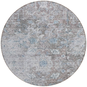 Homeroots 3' Stunning Oriental Washable Area Rug In Green, Blue & Gray For Indoor And Outdoor Spaces 8' Round Polyester 587448