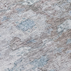 Homeroots 3' Stunning Oriental Washable Area Rug In Green, Blue & Gray For Indoor And Outdoor Spaces 8' Round Polyester 587448