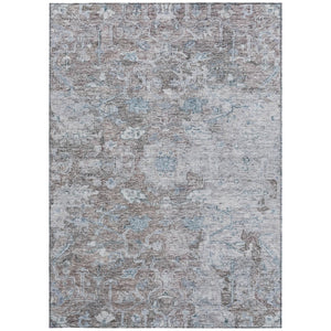 Homeroots 3' Stunning Oriental Washable Area Rug In Green, Blue & Gray For Indoor And Outdoor Spaces 9' X 12' Polyester 587450