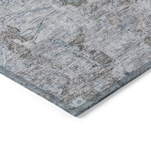 Homeroots 3' Stunning Oriental Washable Area Rug In Green, Blue & Gray For Indoor And Outdoor Spaces 9' X 12' Polyester 587450
