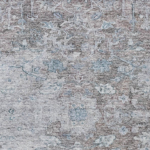 Homeroots 3' Stunning Oriental Washable Area Rug In Green, Blue & Gray For Indoor And Outdoor Spaces 9' X 12' Polyester 587450