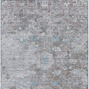 Homeroots 3' Stunning Oriental Washable Area Rug In Green, Blue & Gray For Indoor And Outdoor Spaces 10' X 14' Polyester 587451