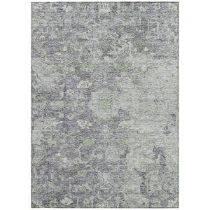 Homeroots 3' Stunning Oriental Washable Area Rug In Green, Blue & Gray For Indoor And Outdoor Spaces 3' X 5' Polyester 587452