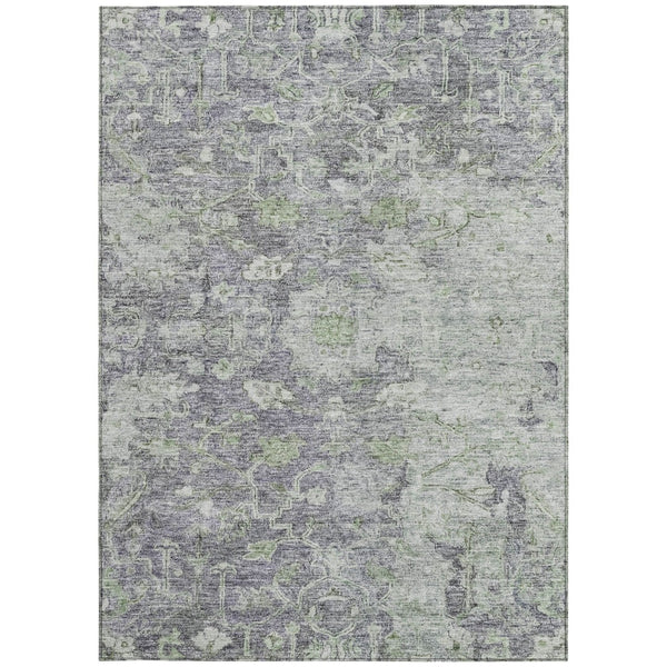Homeroots 3' Stunning Oriental Washable Area Rug In Green, Blue & Gray For Indoor And Outdoor Spaces 3' X 5' Polyester 587452