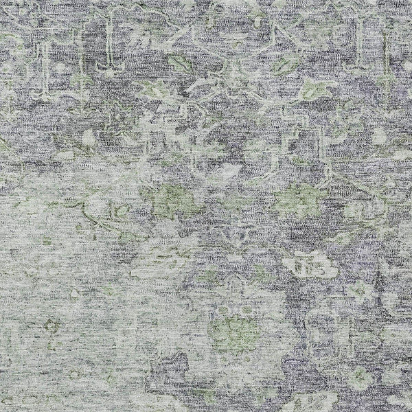 Homeroots 3' Stunning Oriental Washable Area Rug In Green, Blue & Gray For Indoor And Outdoor Spaces 3' X 5' Polyester 587452