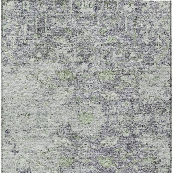 Homeroots 3' Stunning Oriental Washable Area Rug In Green, Blue & Gray For Indoor And Outdoor Spaces 5' X 8' Polyester 587453
