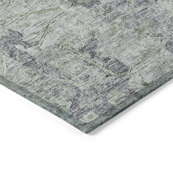 Homeroots 3' Stunning Oriental Washable Area Rug In Green, Blue & Gray For Indoor And Outdoor Spaces 5' X 8' Polyester 587453