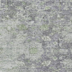 Homeroots 3' Stunning Oriental Washable Area Rug In Green, Blue & Gray For Indoor And Outdoor Spaces 5' X 8' Polyester 587453