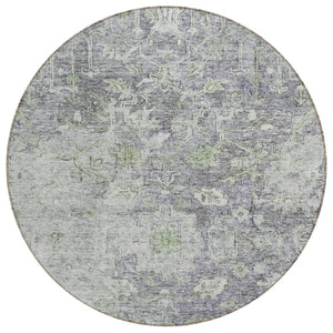 HomeRoots 5' Bold Plum Purple & Olive Green Oriental Indoor/Outdoor Area Rug - Durable, Washable & Stylish 8' Round 587454
