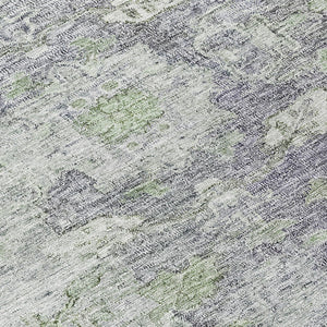 Homeroots 3' Stunning Oriental Washable Area Rug In Green, Blue & Gray For Indoor And Outdoor Spaces 8' Round Polyester 587454