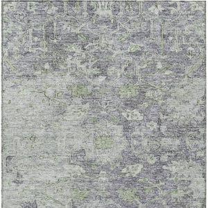 Homeroots 3' Stunning Oriental Washable Area Rug In Green, Blue & Gray For Indoor And Outdoor Spaces 8' X 10' Polyester 587455
