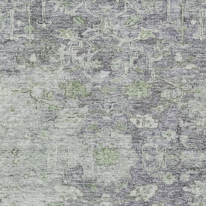 Homeroots 3' Stunning Oriental Washable Area Rug In Green, Blue & Gray For Indoor And Outdoor Spaces 9' X 12' Polyester 587456