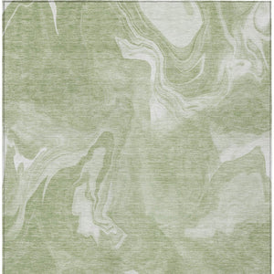 Homeroots 3' Artichoke Green Fern Abstract Area Rug - Washable Indoor/Outdoor, Durable & Stain Resistant Design 3' X 5' Polyester 587458