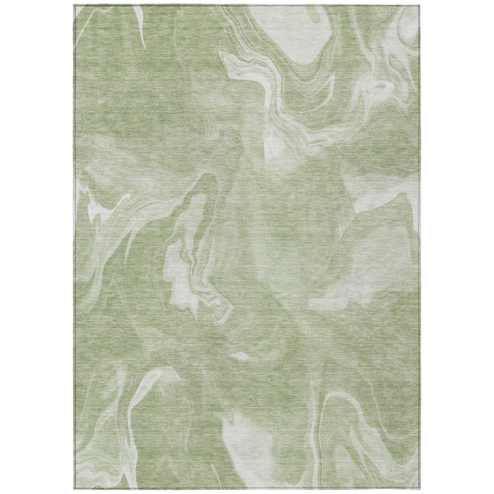 HomeRoots 5' Artichoke Green Abstract Rug – Durable, Washable Indoor/Outdoor Design for High-Traffic Areas 5' X 8' 587459