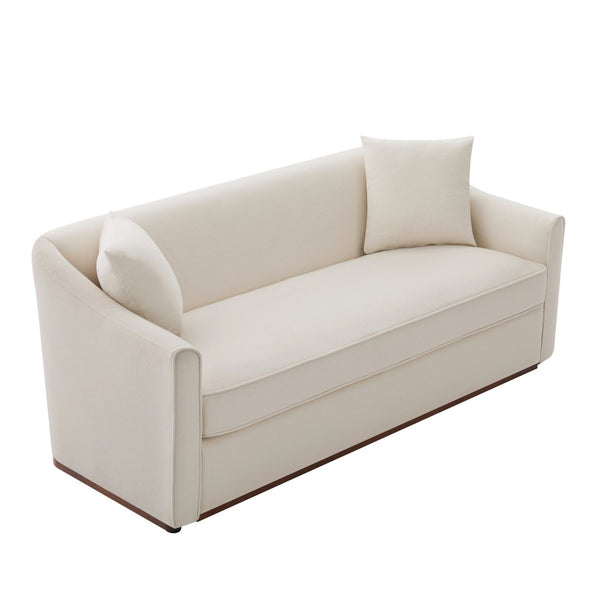 English Elm Modern Chenille Three Seater Sofa with Rubberwood Base and Wrap Around Arms for Living Room Beige N763S000110A