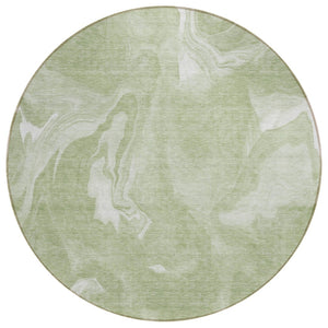 HomeRoots 5' Artichoke Green Abstract Rug – Durable, Washable Indoor/Outdoor Design for High-Traffic Areas 8' Round 587460
