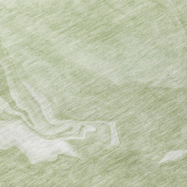 Homeroots 3' Artichoke Green Fern Abstract Area Rug - Washable Indoor/Outdoor, Durable & Stain Resistant Design 8' Round Polyester 587460